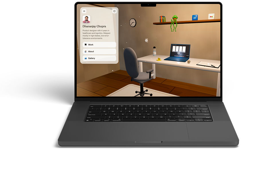 The 3D interactive portfolio: a workspace scene