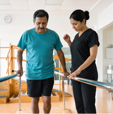 A therapist assisting a patient with a physiotherapy session at HCAH