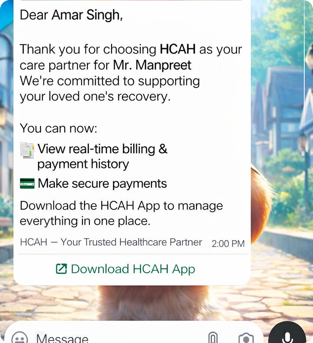 WhatsApp message with the app download link